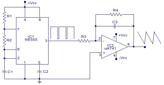 使用555定時器的方波發生器電路